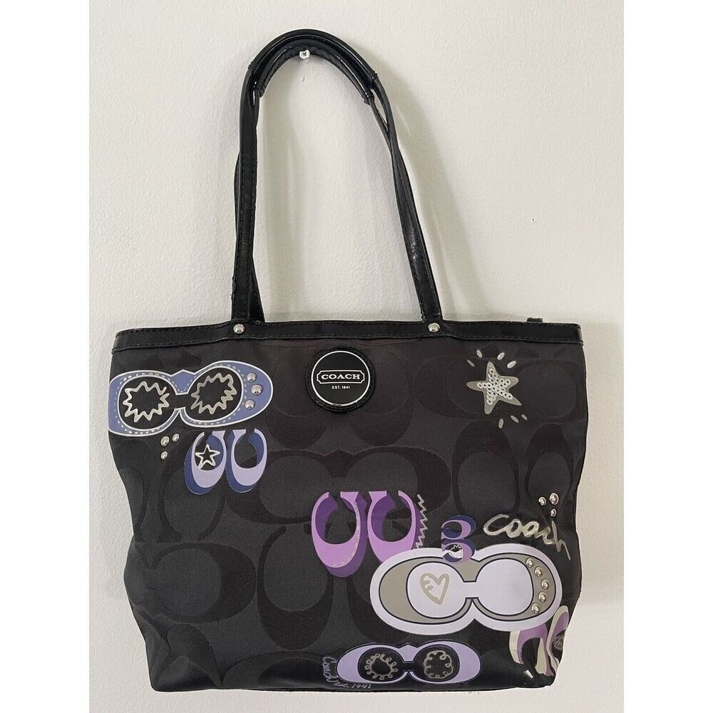 Coach Daisy Pop Optic Tote Bag Match WALLET  Y2K  Black Signature Appliqué NWoT